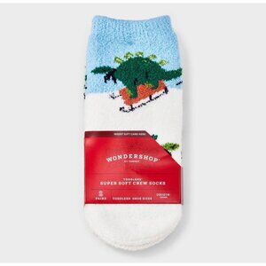 2 Pair Wondershop Toddlers Super Soft Crew Socks Size 6-9 Toddlers Shoe Size New